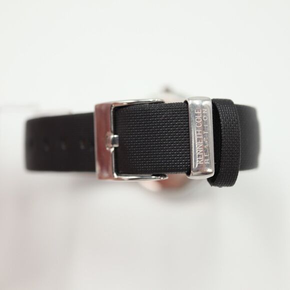 Kenneth Cole Reaction Watch 34mm Dodecagon Silver Tone Black Leather KC2471 - Picture 14 of 16